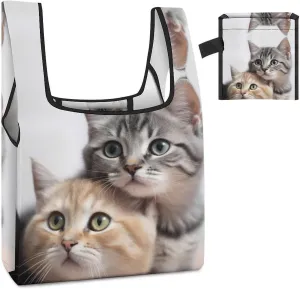Tote Bag Reusable Grocery Bag Foldable Shopping Bag Cats Extra Large Shoulder Bag Canvas Tote Bag for Travel Work