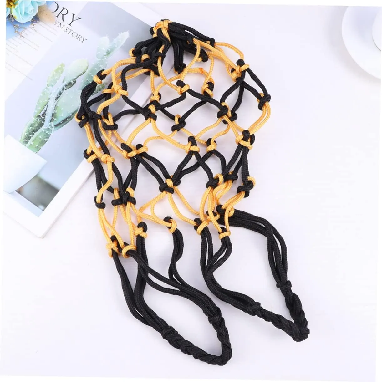 Totority Nylon Net Bag Sporting Basketball Netted Carrier Draw Ball Mesh Net Draw Mesh Net Nets Ball Storage Bag