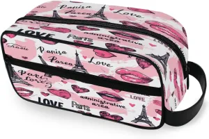 Tower and Hearts Travel Toiletry Bag for Women Men, Hanging Cosmetic Bag, Water Resistant Shaving Bag for Toiletries Accessories