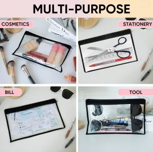 Transparent Clear Toiletry Makeup Pouches Clear Storage Bags Black Border Zippered Small Accessories Travel Storage Organizer Cosmaticcase for Women