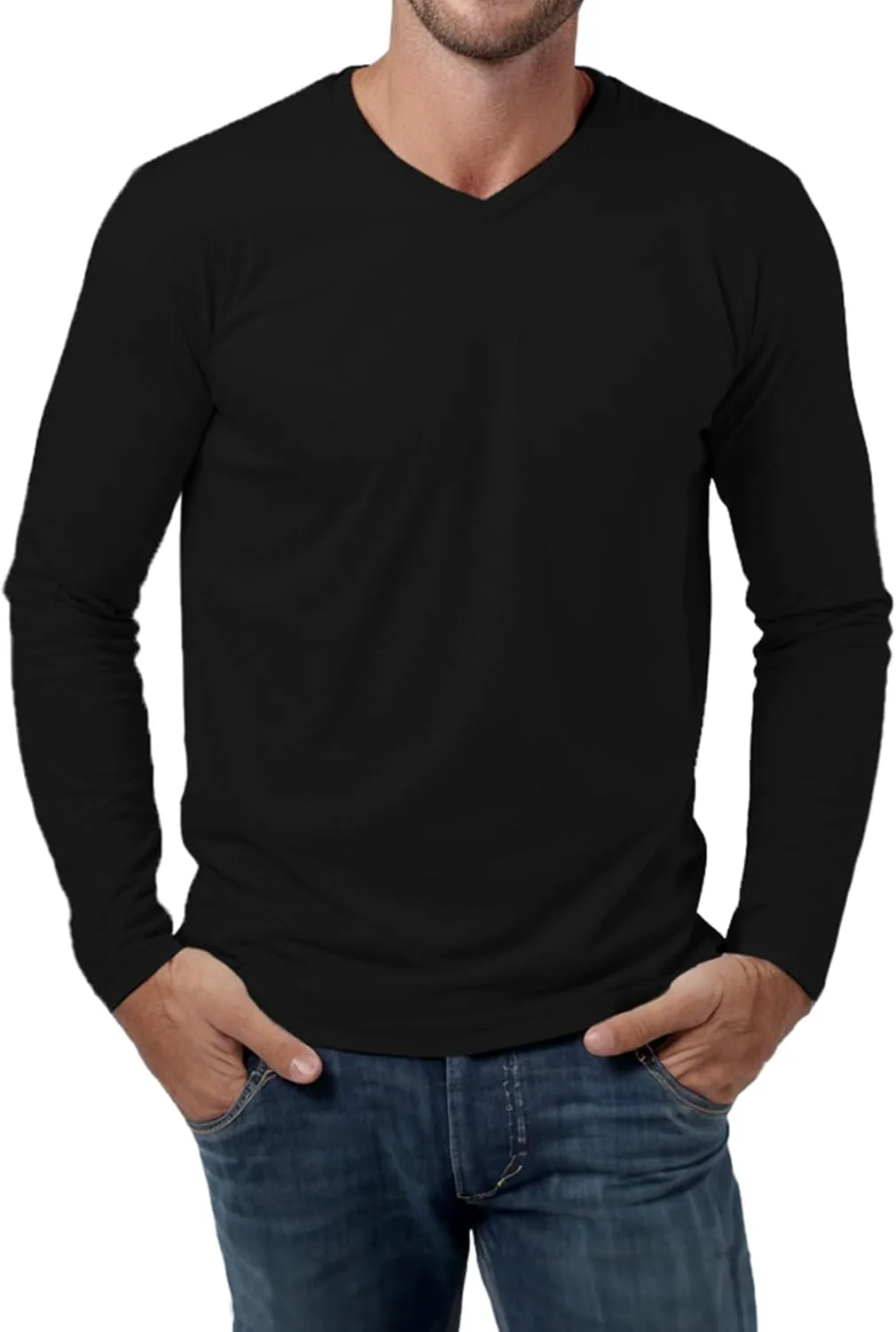 V Neck T Shirts Men  Light and Soft Pullover T Shirt with Long Sleeve- Perfect for Daily Use or Casual Events