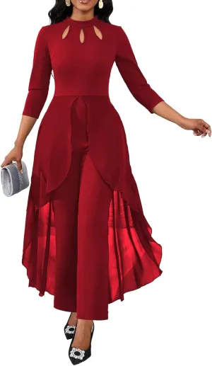 VisiChenup Jumpsuits for Women Dressy Sexy Long Sleeve Casual Long Pants Clubwear Evening Party Jumpsuit