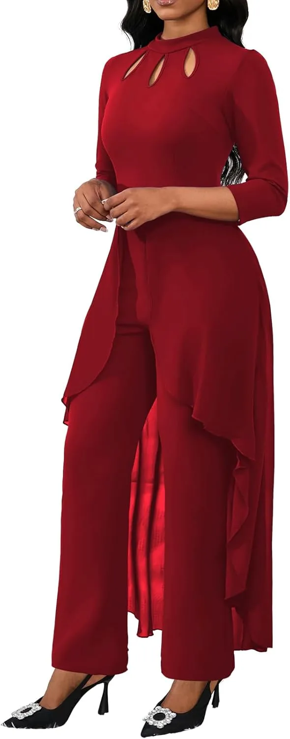 VisiChenup Jumpsuits for Women Dressy Sexy Long Sleeve Casual Long Pants Clubwear Evening Party Jumpsuit