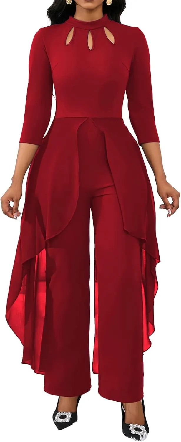 VisiChenup Jumpsuits for Women Dressy Sexy Long Sleeve Casual Long Pants Clubwear Evening Party Jumpsuit