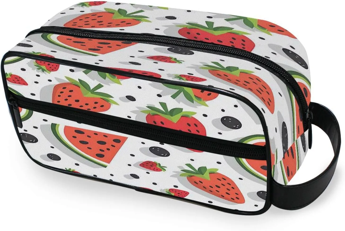 Watermelon and Strawberry Travel Toiletry Bag for Women Men, Hanging Cosmetic Bag, Water Resistant Shaving Bag for Toiletries Accessories