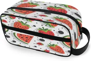 Watermelon and Strawberry Travel Toiletry Bag for Women Men, Hanging Cosmetic Bag, Water Resistant Shaving Bag for Toiletries Accessories