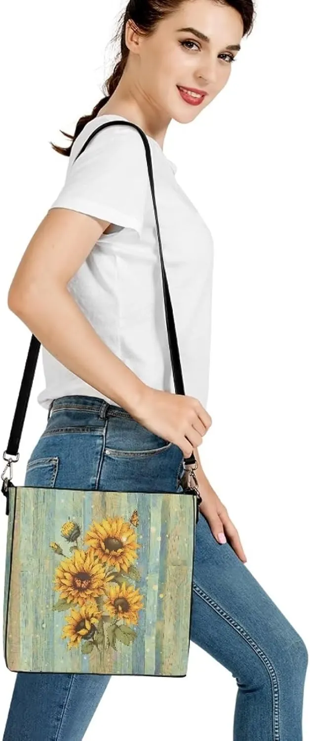 Waterproof Bucket Bags for Women, Crossbody Bag for Women Handbags PU Leather Shoulder Bags, 11x 4.5x 11.4