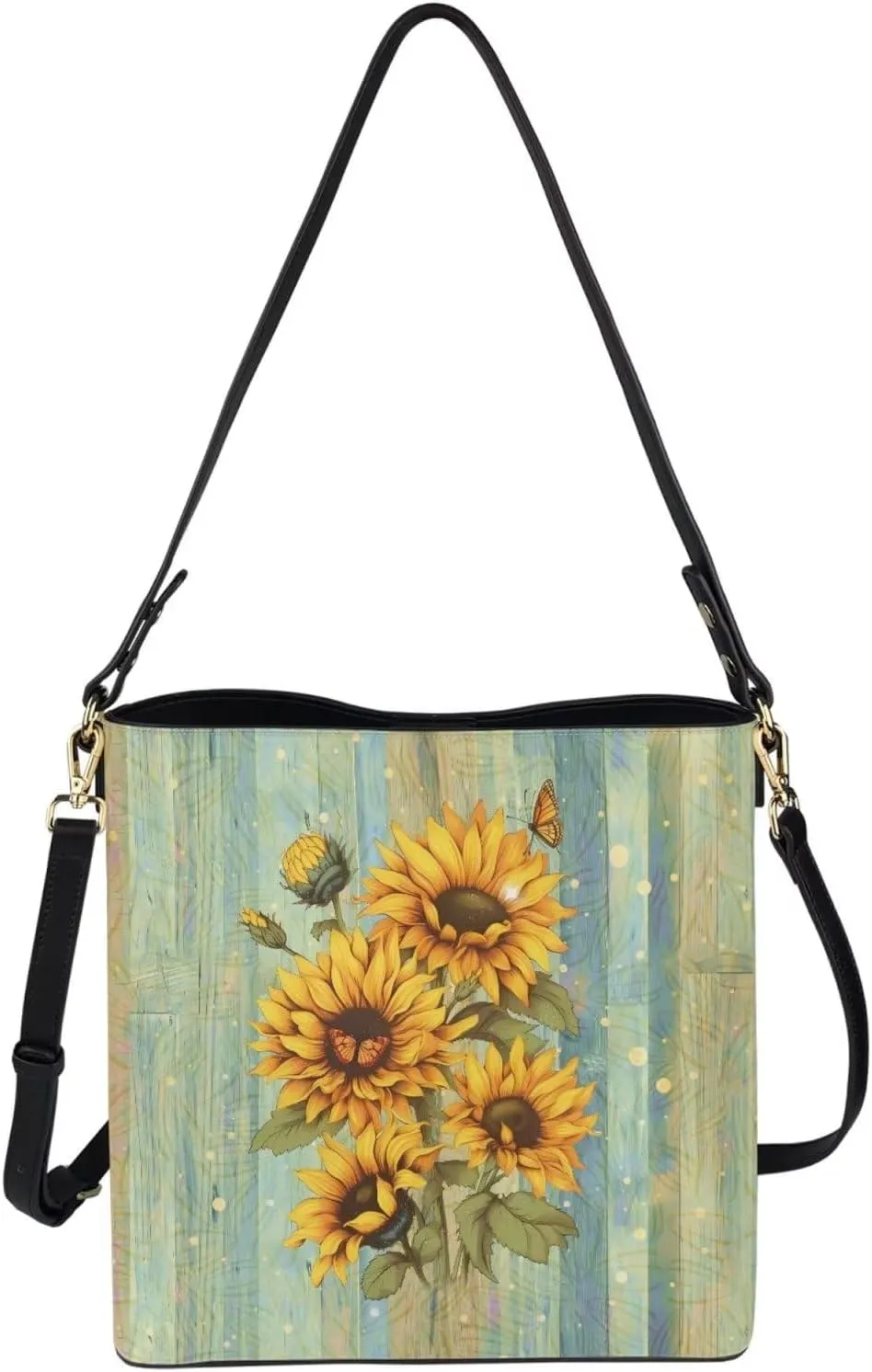 Waterproof Bucket Bags for Women, Crossbody Bag for Women Handbags PU Leather Shoulder Bags, 11x 4.5x 11.4