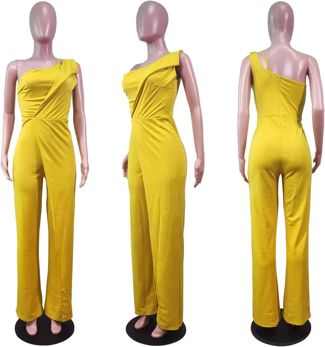 Wide Leg Jumpsuit Women Sexy One Shoulder Cut Out One Piece Pant Outfit Romper Overall