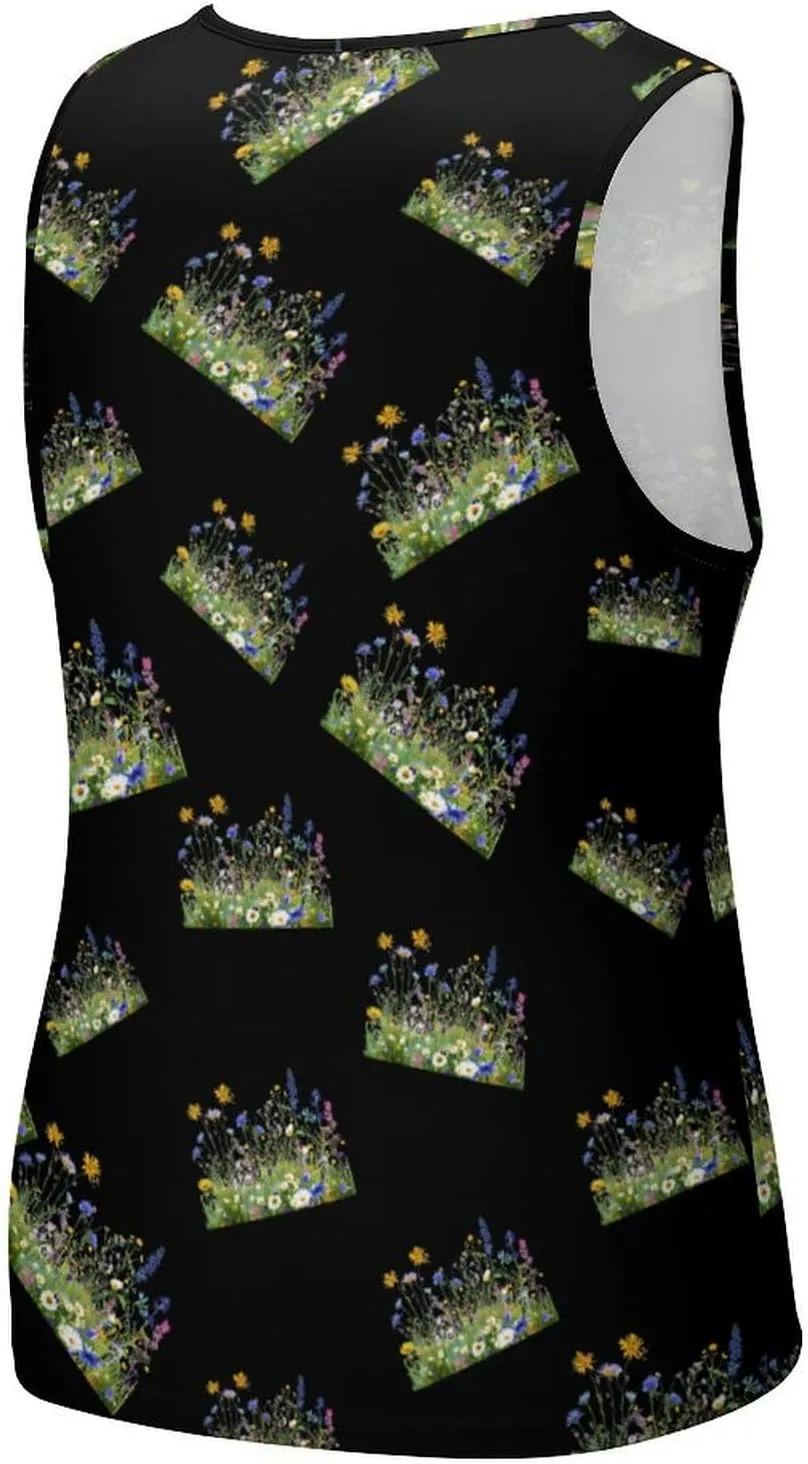 Wild Summer Flower Blooming Men's Tank Tops Summer Sleeveless T-Shirts Gym Workout Tee Casual Beach Tee