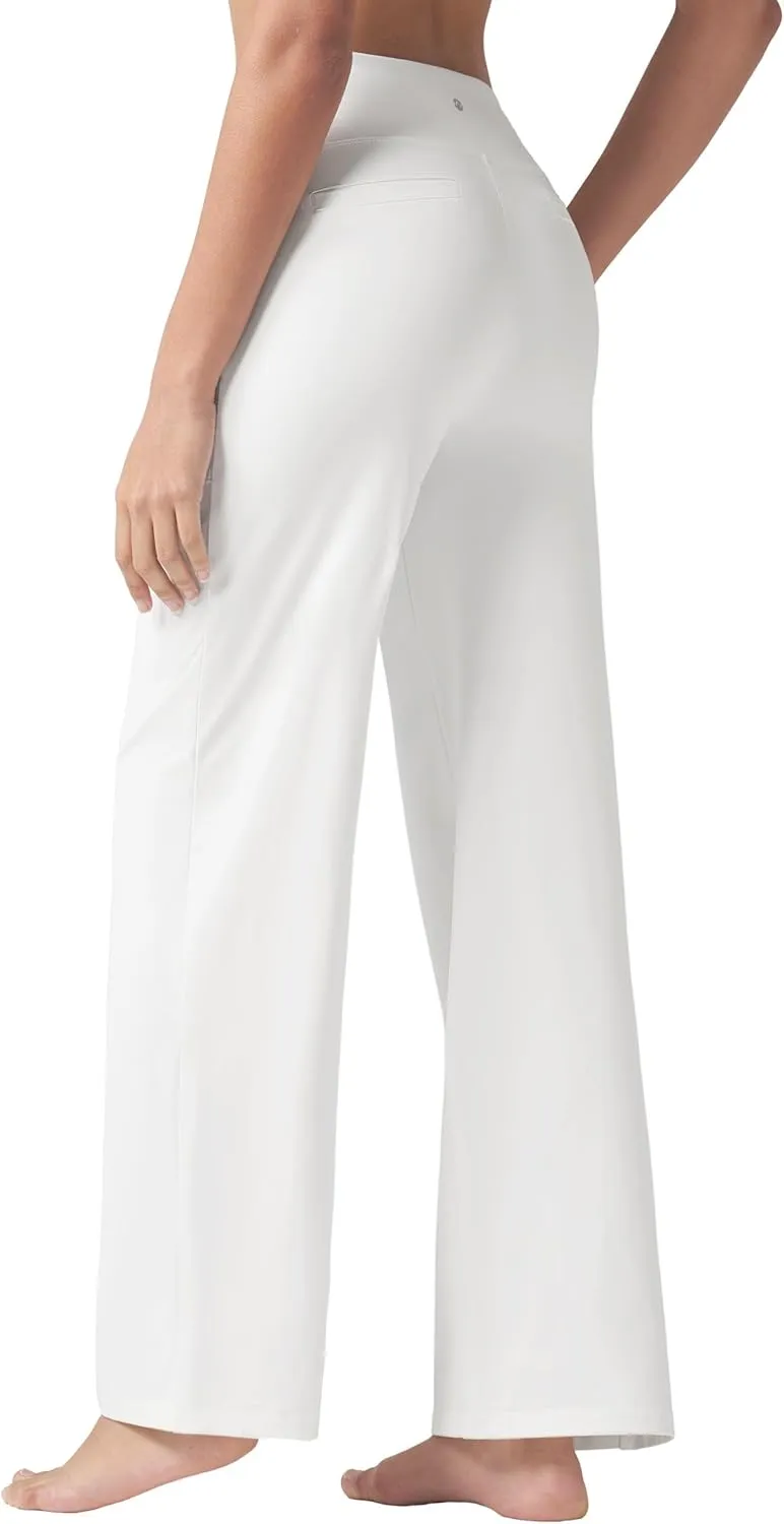 Willit Women's Yoga Pants Wide Leg Dress Work Pants Stretch Casual Pants Slacks with Pockets High Waist 28" 30" 32"