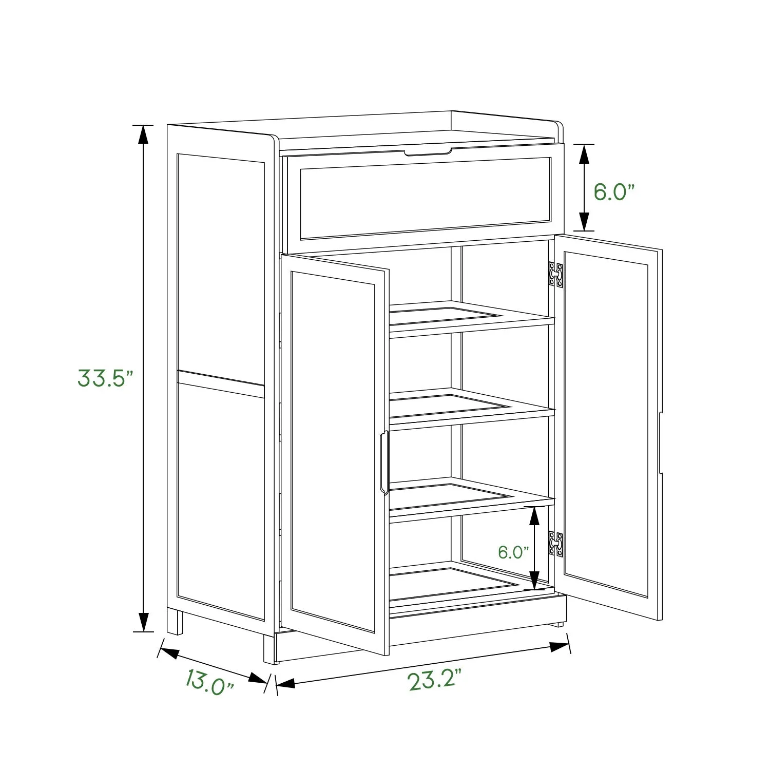 Wing Door Entryway Shoe Cabinet - 24" - Brown
