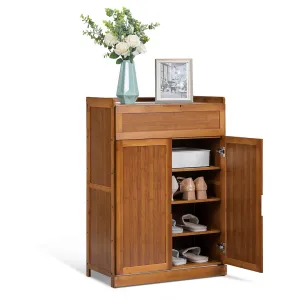 Wing Door Entryway Shoe Cabinet - 24" - Brown