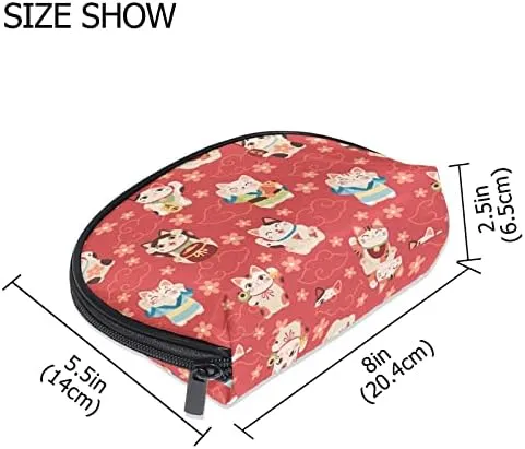 Women Cosmetic Bag for Purse Small Japanese Maneki Cats Makeup Bag Accessories Purse Bag Travel Organizer Pouch with Compartment