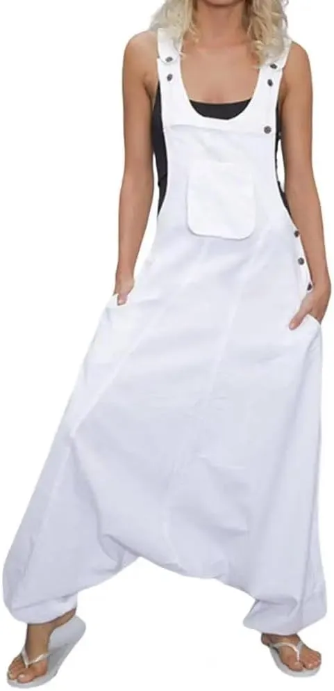 Women Jumpsuit Sleeveless Harem Pants Pocket Loose Workwear Long Jumpsuits Casual Female Rompers