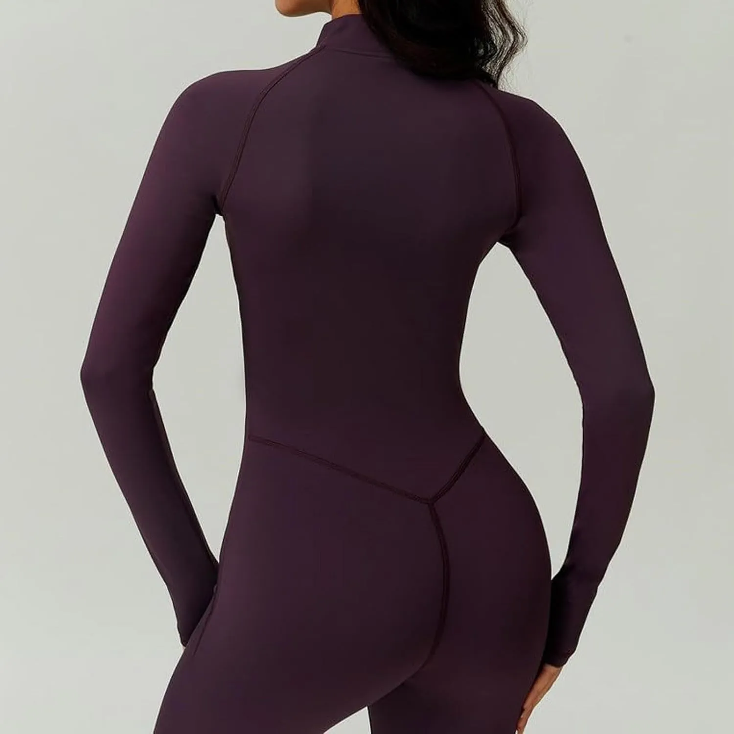 Women Yoga Jumpsuits Long Sleeve Workout Sets Zip Front Sport Jumpsuits Bottom Pants Sexy One Piece