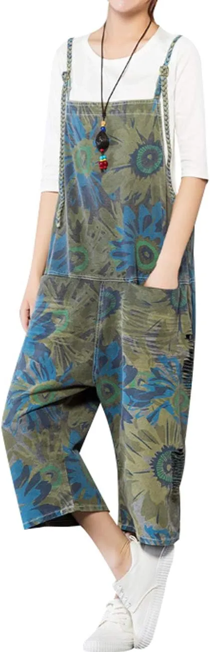 Women's Casual Loose Fit Jumpsuits Baggy Denim Bib Overalls