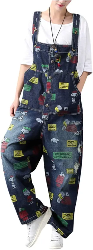 Women's Casual Loose Fit Jumpsuits Baggy Denim Bib Overalls