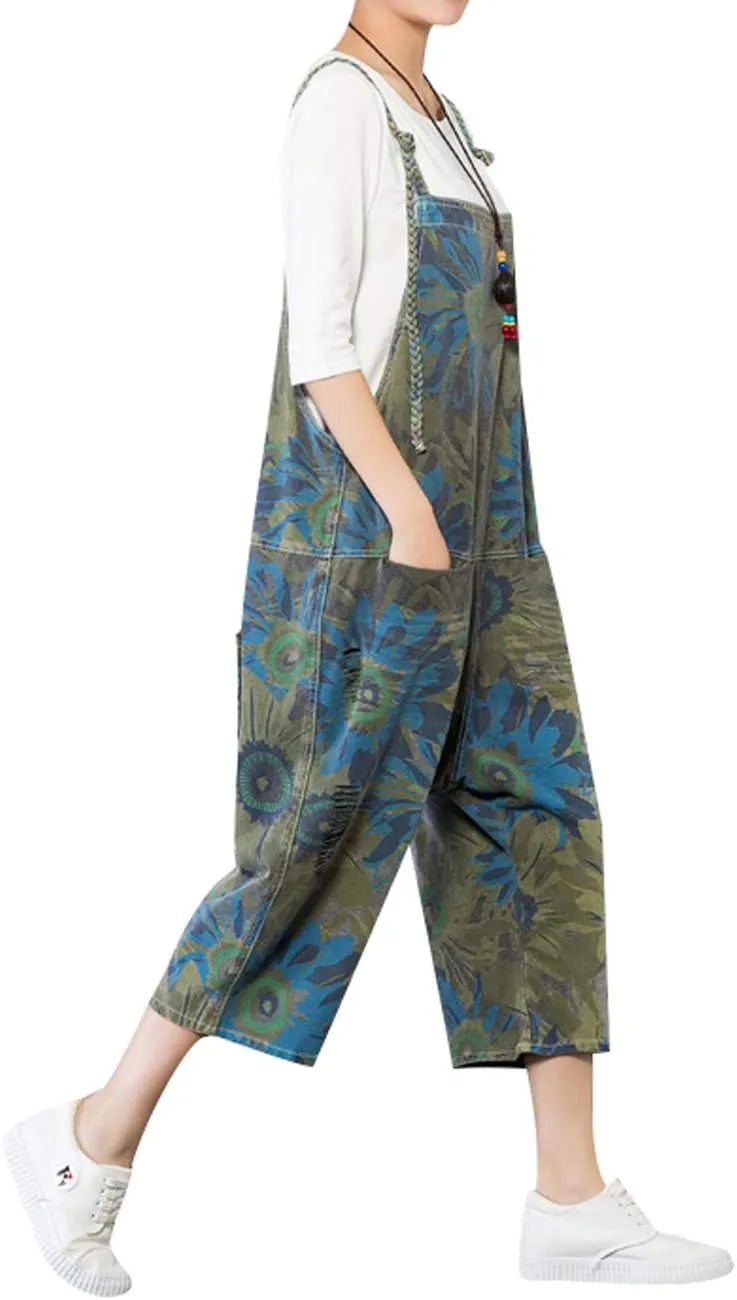 Women's Casual Loose Fit Jumpsuits Baggy Denim Bib Overalls