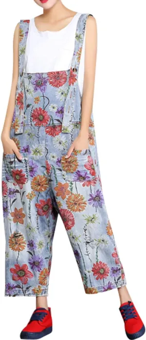 Women's Casual Loose Fit Jumpsuits Baggy Denim Bib Overalls