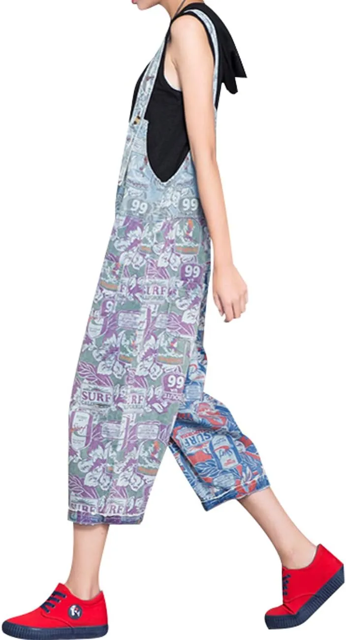 Women's Casual Loose Fit Jumpsuits Baggy Denim Bib Overalls