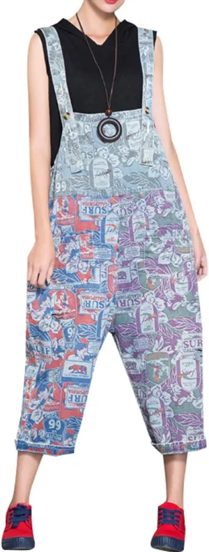 Women's Casual Loose Fit Jumpsuits Baggy Denim Bib Overalls