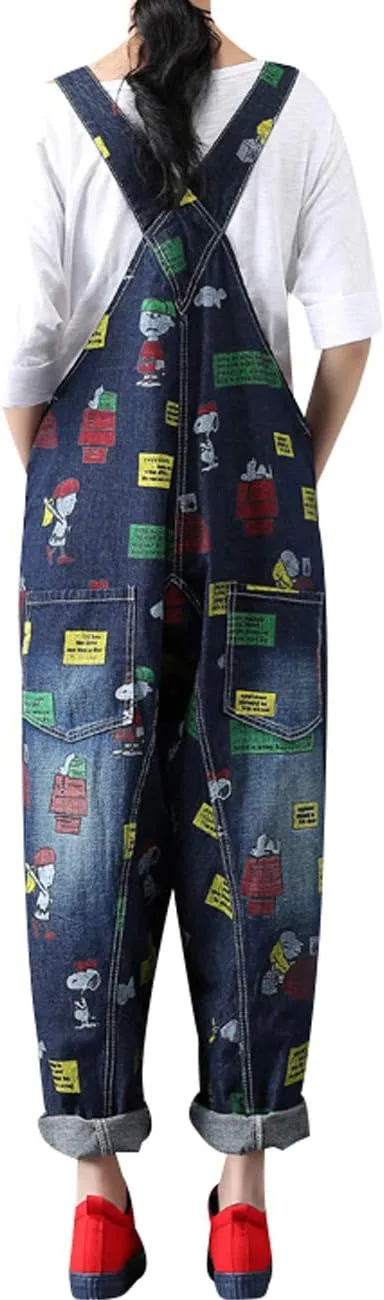 Women's Casual Loose Fit Jumpsuits Baggy Denim Bib Overalls