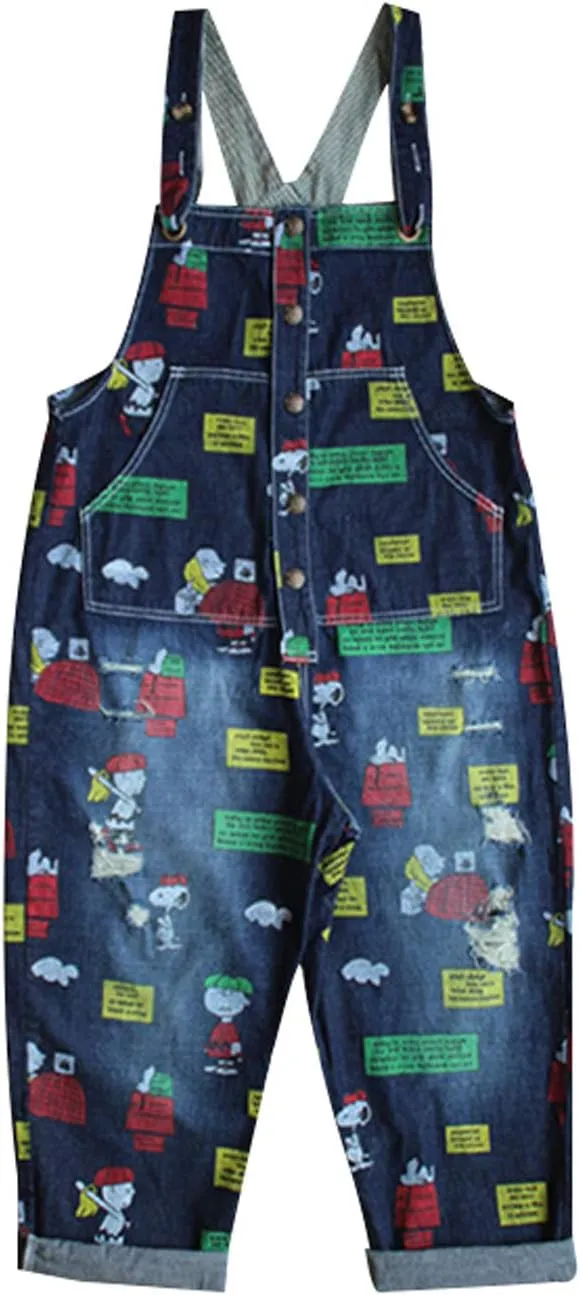 Women's Casual Loose Fit Jumpsuits Baggy Denim Bib Overalls
