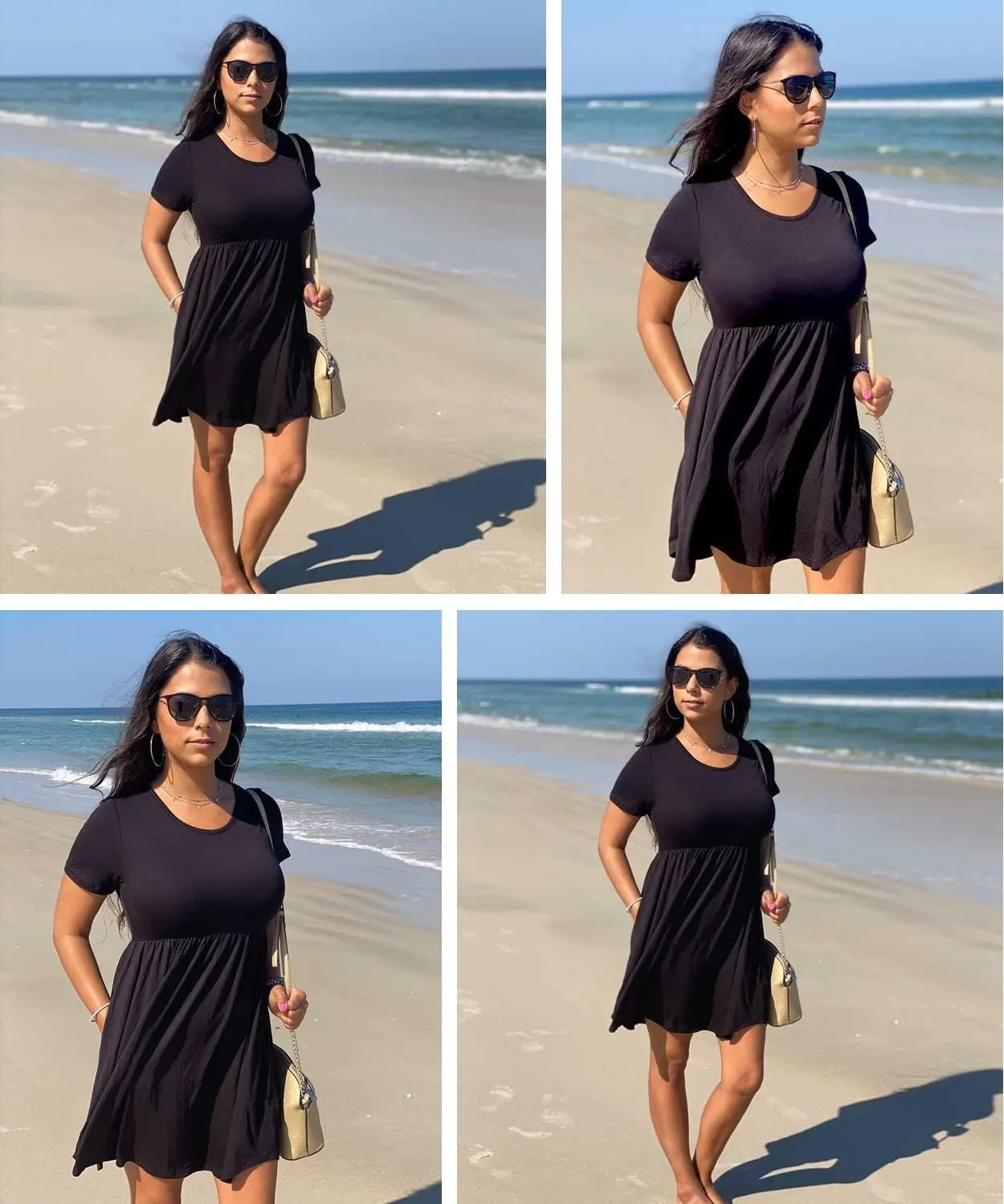 Women's Dresses Casual Crew Neck T-Shirts A-line Dress Summer Dresses for Women XS-2XL