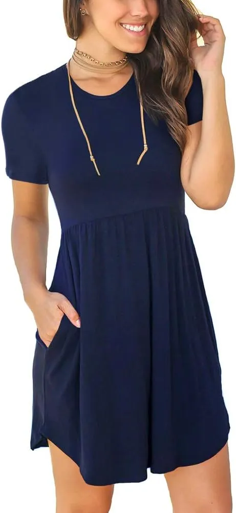 Women's Dresses Casual Crew Neck T-Shirts A-line Dress Summer Dresses for Women XS-2XL
