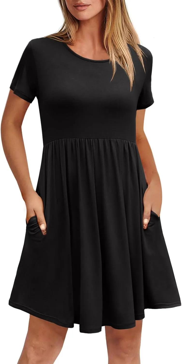 Women's Dresses Casual Crew Neck T-Shirts A-line Dress Summer Dresses for Women XS-2XL