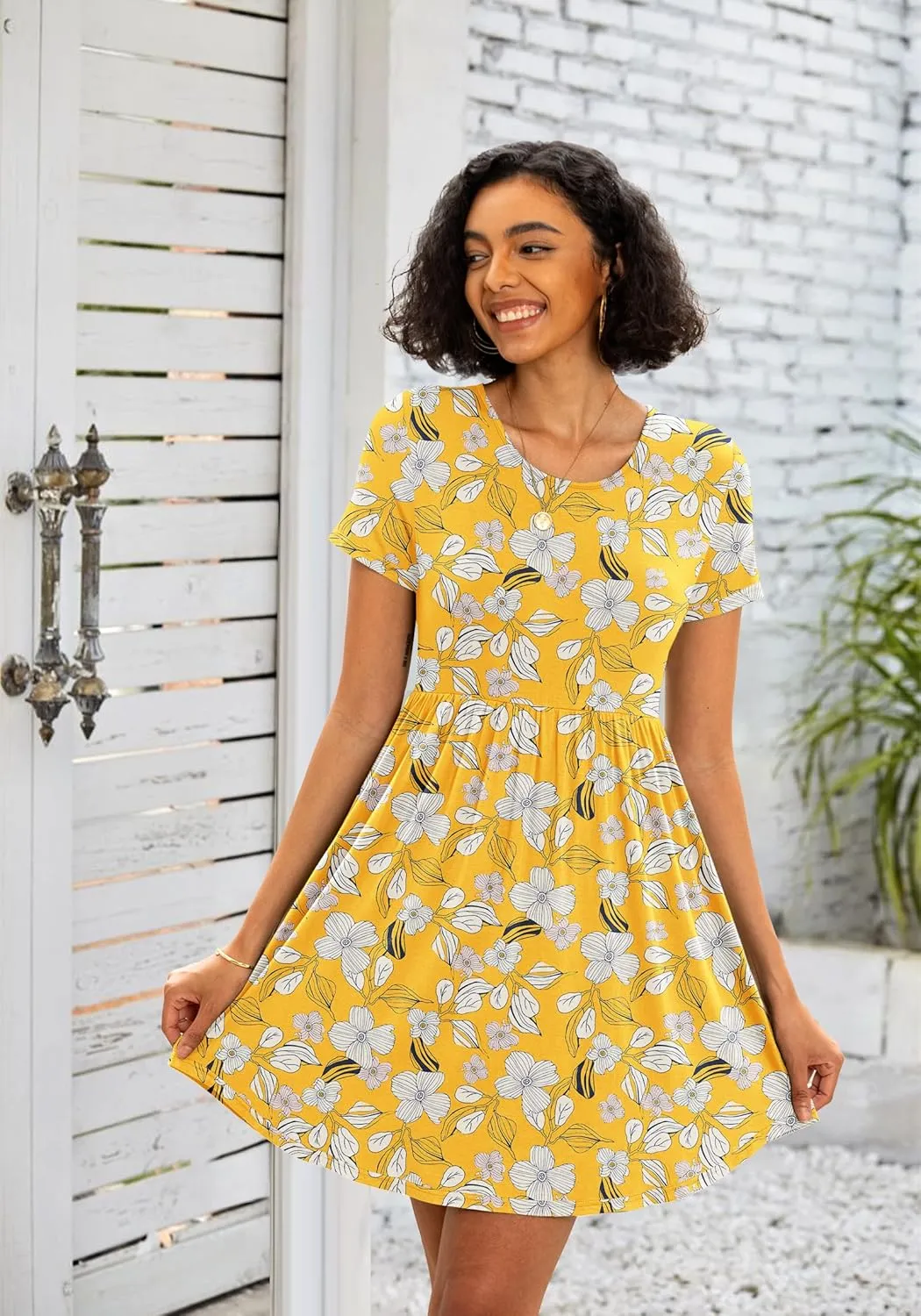 Women's Dresses Casual Crew Neck T-Shirts A-line Dress Summer Dresses for Women XS-2XL
