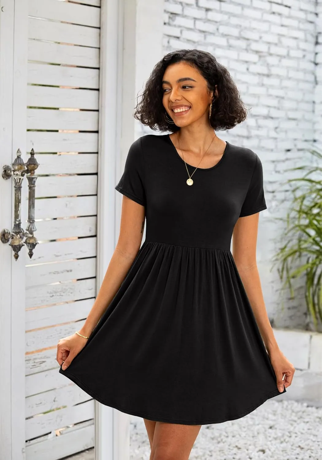 Women's Dresses Casual Crew Neck T-Shirts A-line Dress Summer Dresses for Women XS-2XL