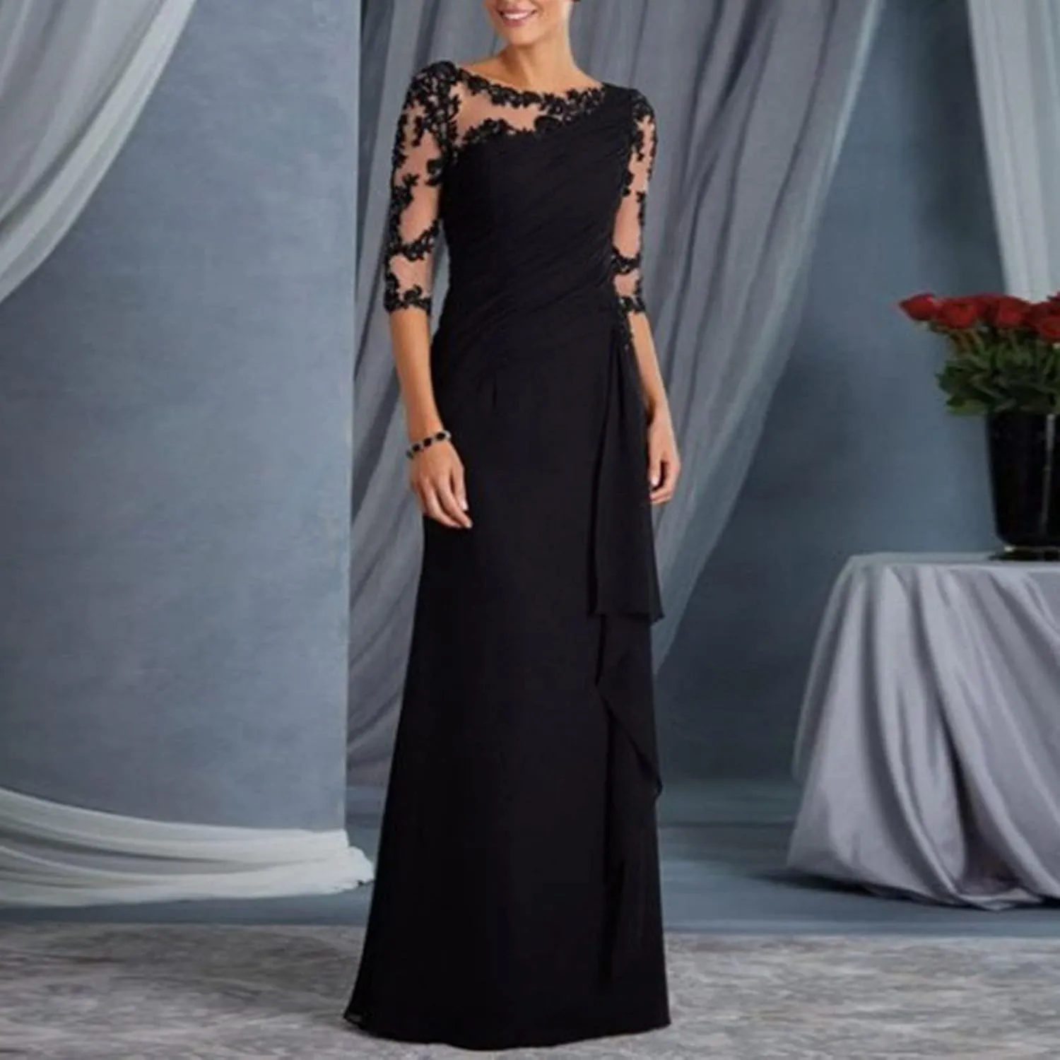 Womens Formal Dresses for Wedding Cocktail Floral Wedding Guest Formal Party Church Mother Bride Dress 2024