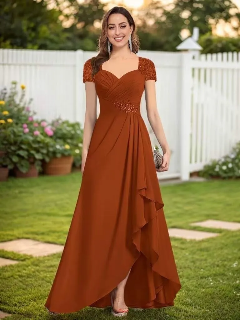 Women's Mother of The Bride Dresses for Wedding Beaded Chiffon Formal Evening Gown