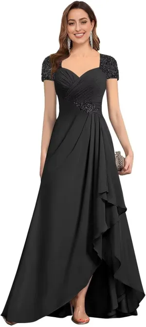 Women's Mother of The Bride Dresses for Wedding Beaded Chiffon Formal Evening Gown