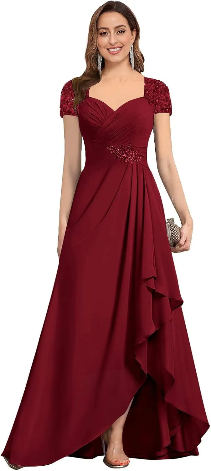 Women's Mother of The Bride Dresses for Wedding Beaded Chiffon Formal Evening Gown