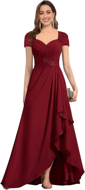 Women's Mother of The Bride Dresses for Wedding Beaded Chiffon Formal Evening Gown