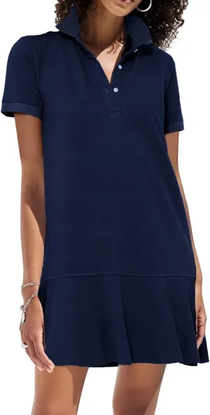 Women's Polo Dress Short Sleeve Ruffle Hem Golf Tennis Summer Mini Dresses