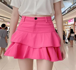 Women's Ruffle Multi-Layer Denim Skirt Casual A-Line Ruffle Y2K Mini Denim Skirt