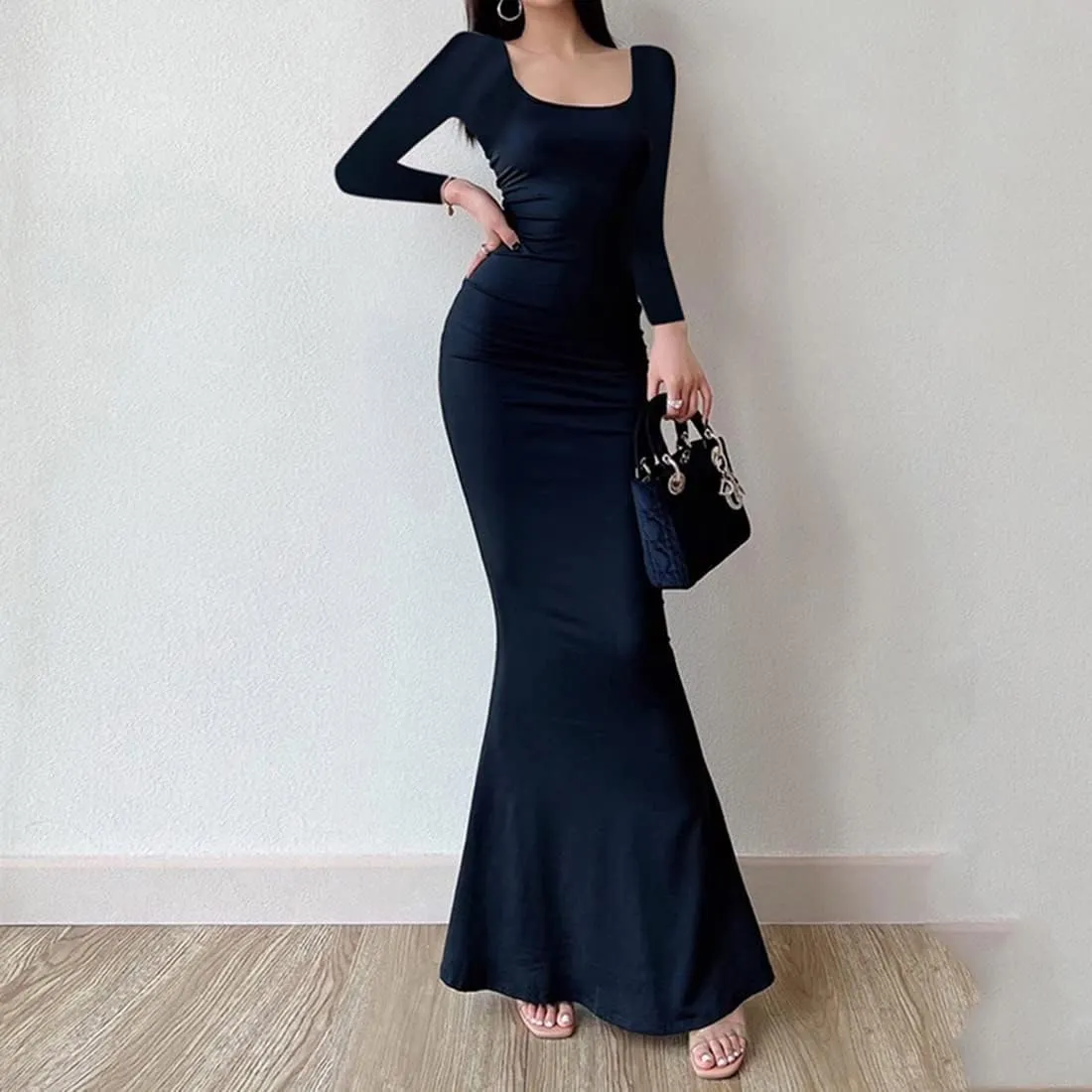 Womens Spaghetti Strap Bodycon Backless Maxi Dress