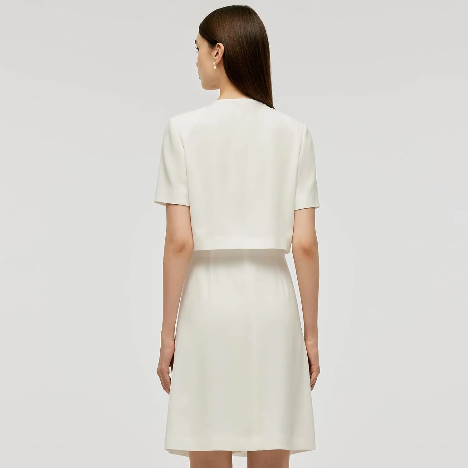 Women's Triacetate Mini Dress Summer Business Casual A Line V-Neck Button Dresses for Wedding Guest Teacher Work