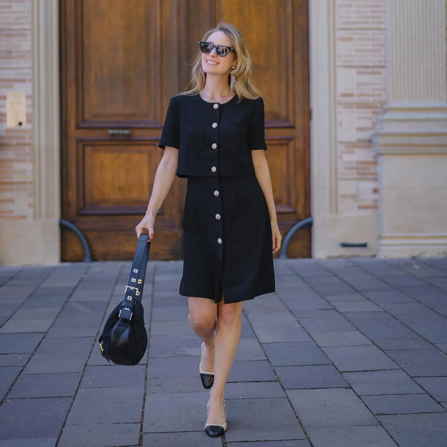 Women's Triacetate Mini Dress Summer Business Casual A Line V-Neck Button Dresses for Wedding Guest Teacher Work