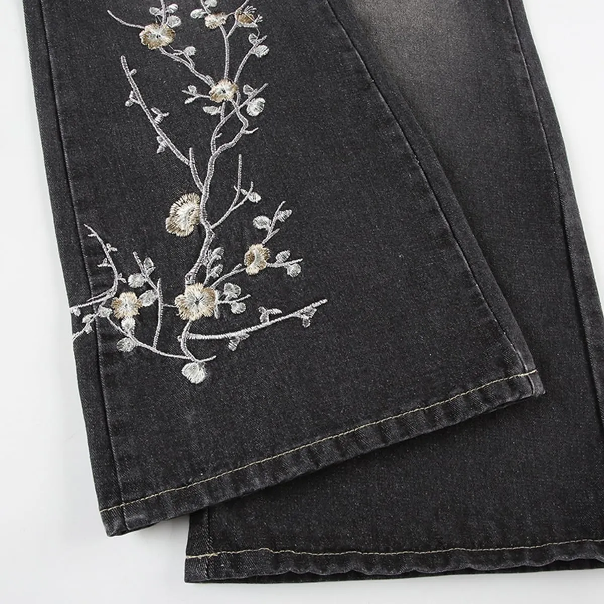 Womens Y2k Bootcut Jeans Pull On Wide Leg Stretch Washed Distressed Skinny Flare Pants Low Rise Trouser