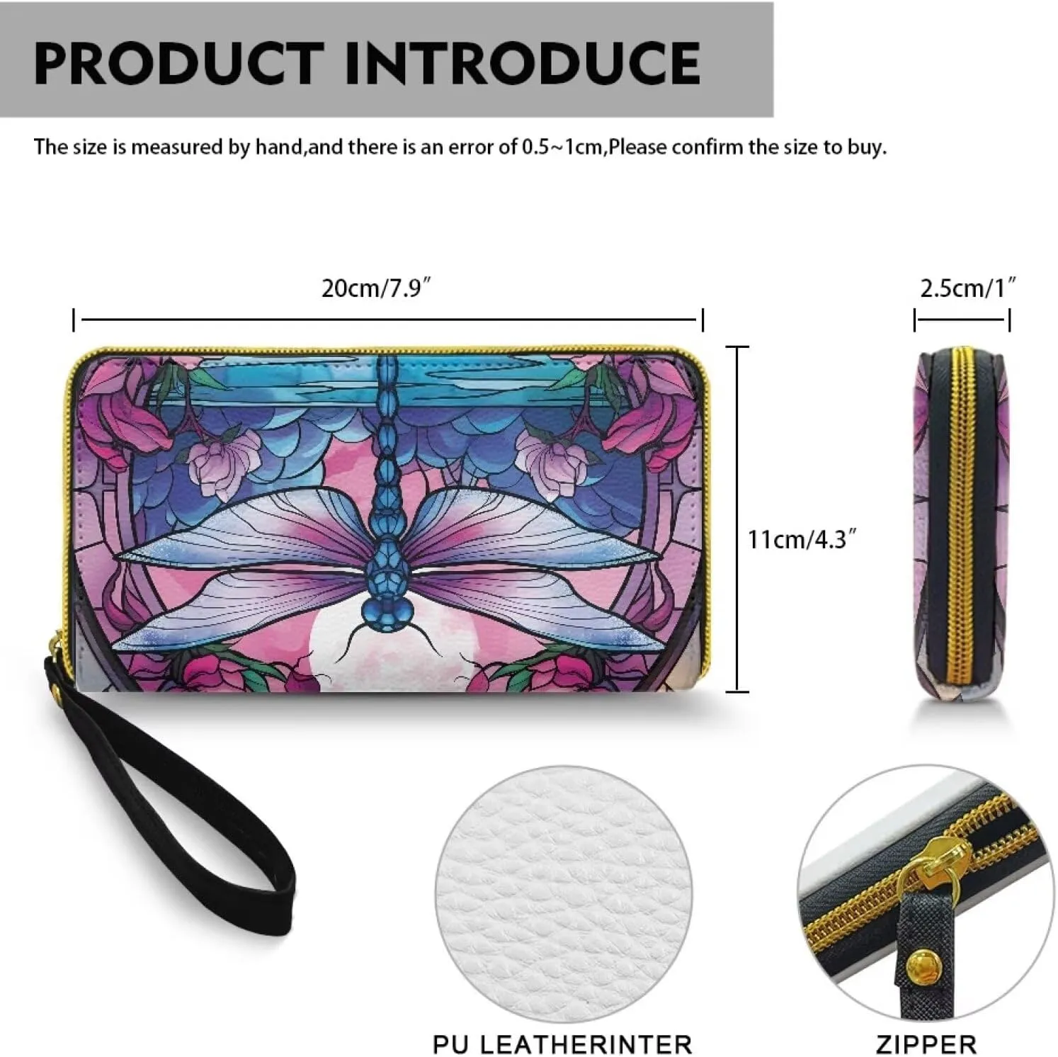 Wristlet Clutch Bags for Women, PU Leather Clutch Bags for Women Bifold Long Slim Clutch