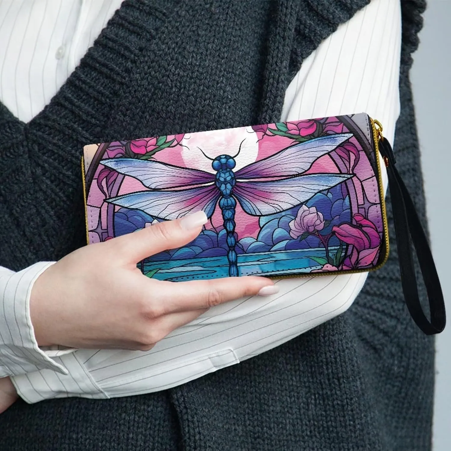 Wristlet Clutch Bags for Women, PU Leather Clutch Bags for Women Bifold Long Slim Clutch