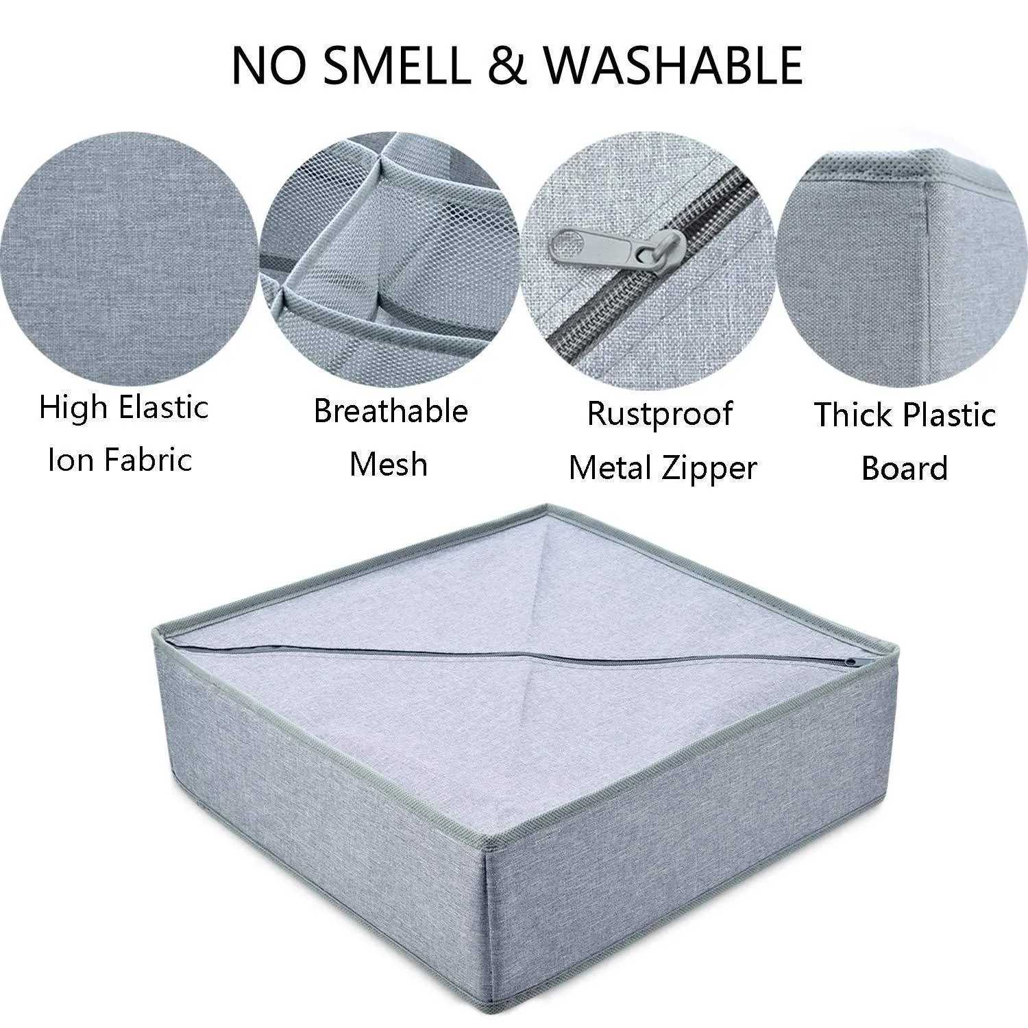 YOMFUN Socks Organizers Underwear Drawer Organizer, Foldable Cloth Dresser Organizer for Socks,Ties,Underwear,Tank Tops,Baby T-Shirt-Shorts,Belts,Small Stuff,Set of 2 (Gray)