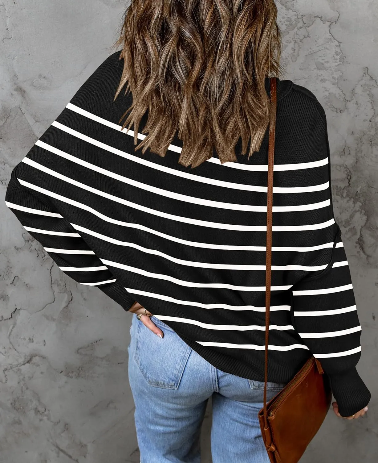ZESICA Women's Fall Casual Long Sleeve Crew Neck Side Slit Oversized Ribbed Knit Pullover Sweater Tops