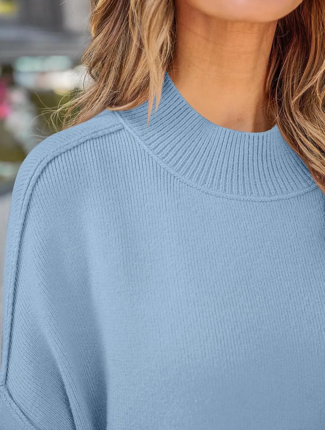 ZESICA Women's Fall Casual Long Sleeve Crew Neck Side Slit Oversized Ribbed Knit Pullover Sweater Tops